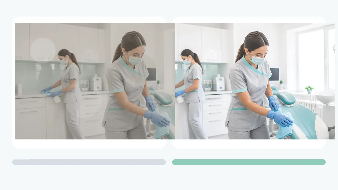 Vorher-Nachher Servicebild für Praxis- und Hygienereinigung